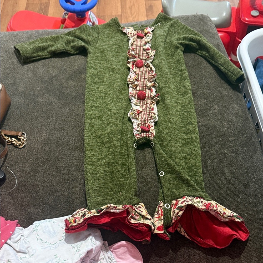 Green and Red Kids One Piece Bodysuit